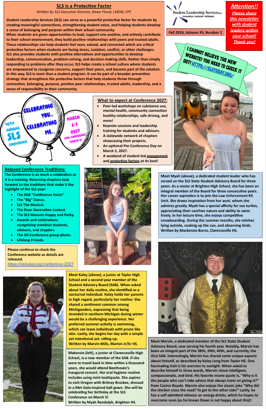 Cover of the latest SLS newsletter, Fall 2026