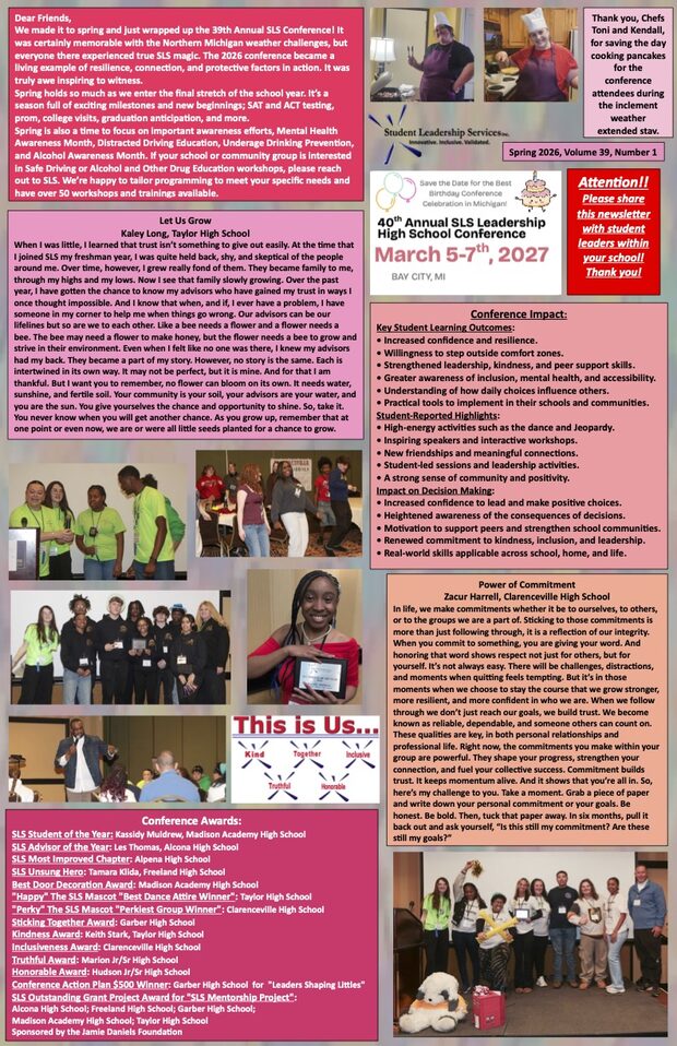 Cover of the latest SLS newsletter, Spring 2026