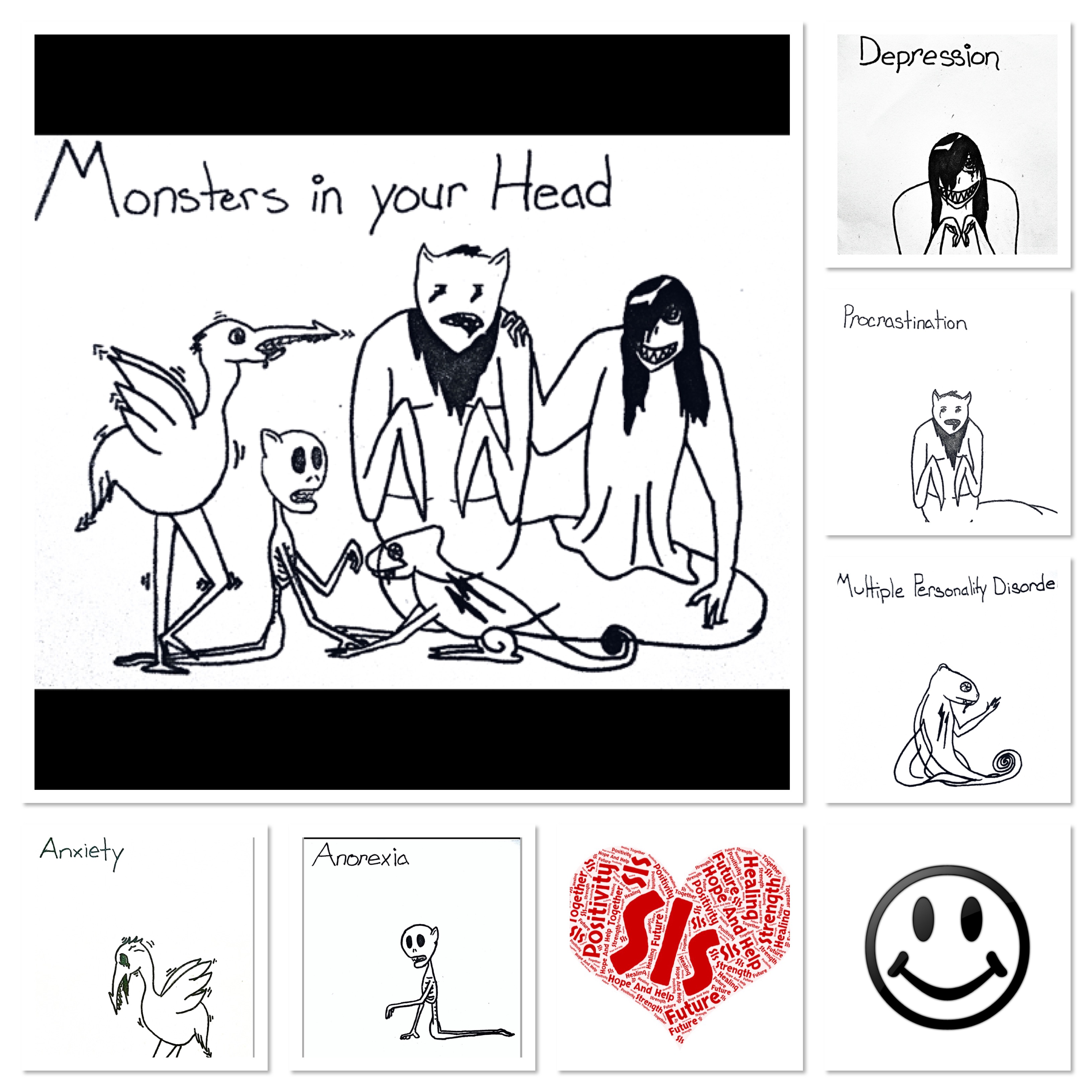 Houghton Lake High School student artwork: 'Monsters in your head'
